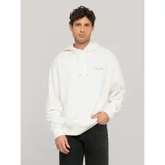 TOMMY HILFIGER - Polerón Hoodie Beach Club Graphic Logo Blanco Tommy Jeans