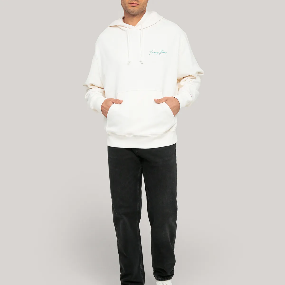 TOMMY HILFIGER - Polerón Hoodie Beach Club Graphic Logo Blanco Tommy Jeans