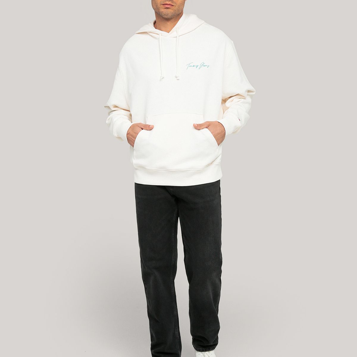 TOMMY HILFIGER - Polerón Hoodie Beach Club Graphic Logo Blanco Tommy Jeans