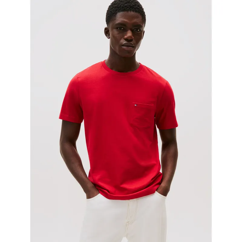 TOMMY HILFIGER - Polera Essential Solid Pocket Rojo Tommy Hilfiger