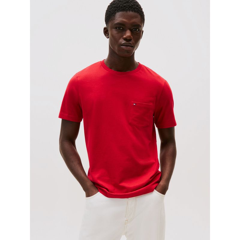 TOMMY HILFIGER - Polera Essential Solid Pocket Rojo Tommy Hilfiger