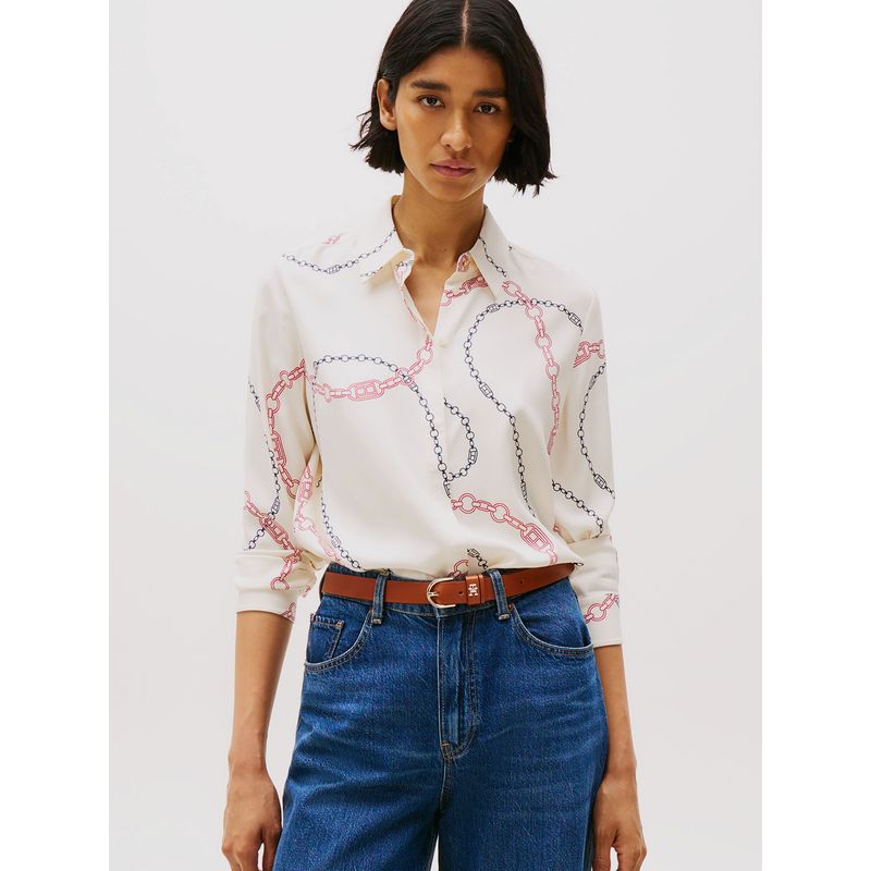 TOMMY HILFIGER - Camisa Soft Regular Fit Beige Tommy Hilfiger