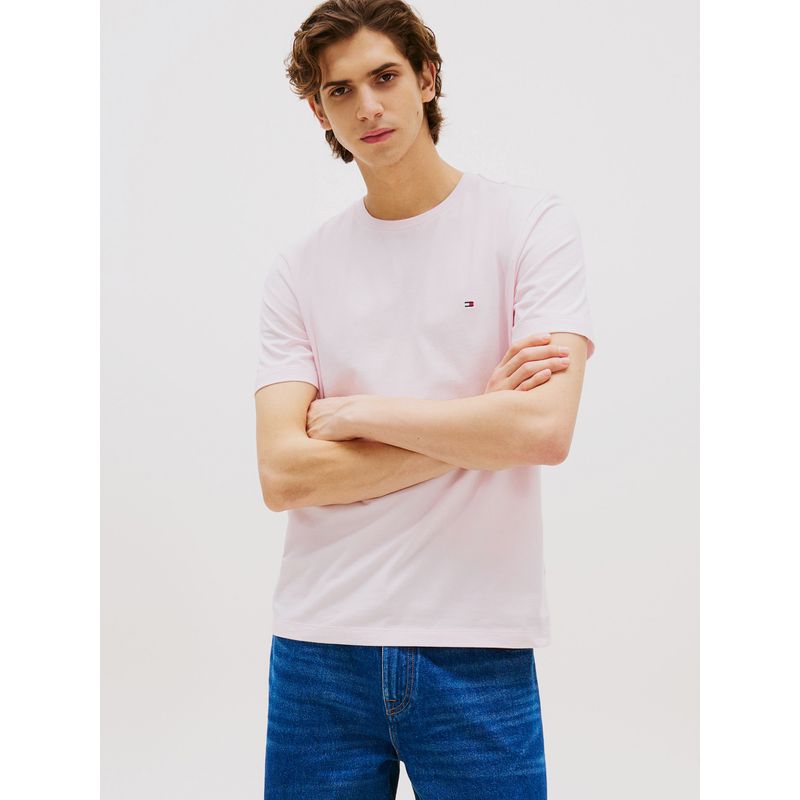 TOMMY HILFIGER - Polera Essential Cotton C-Neck Regular Fit Rosado Tommy Hilfiger