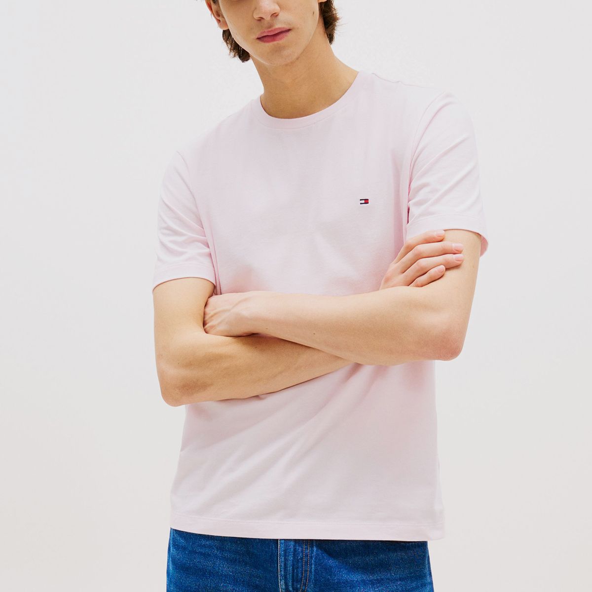 TOMMY HILFIGER - Polera Essential Cotton C-Neck Regular Fit Rosado Tommy Hilfiger