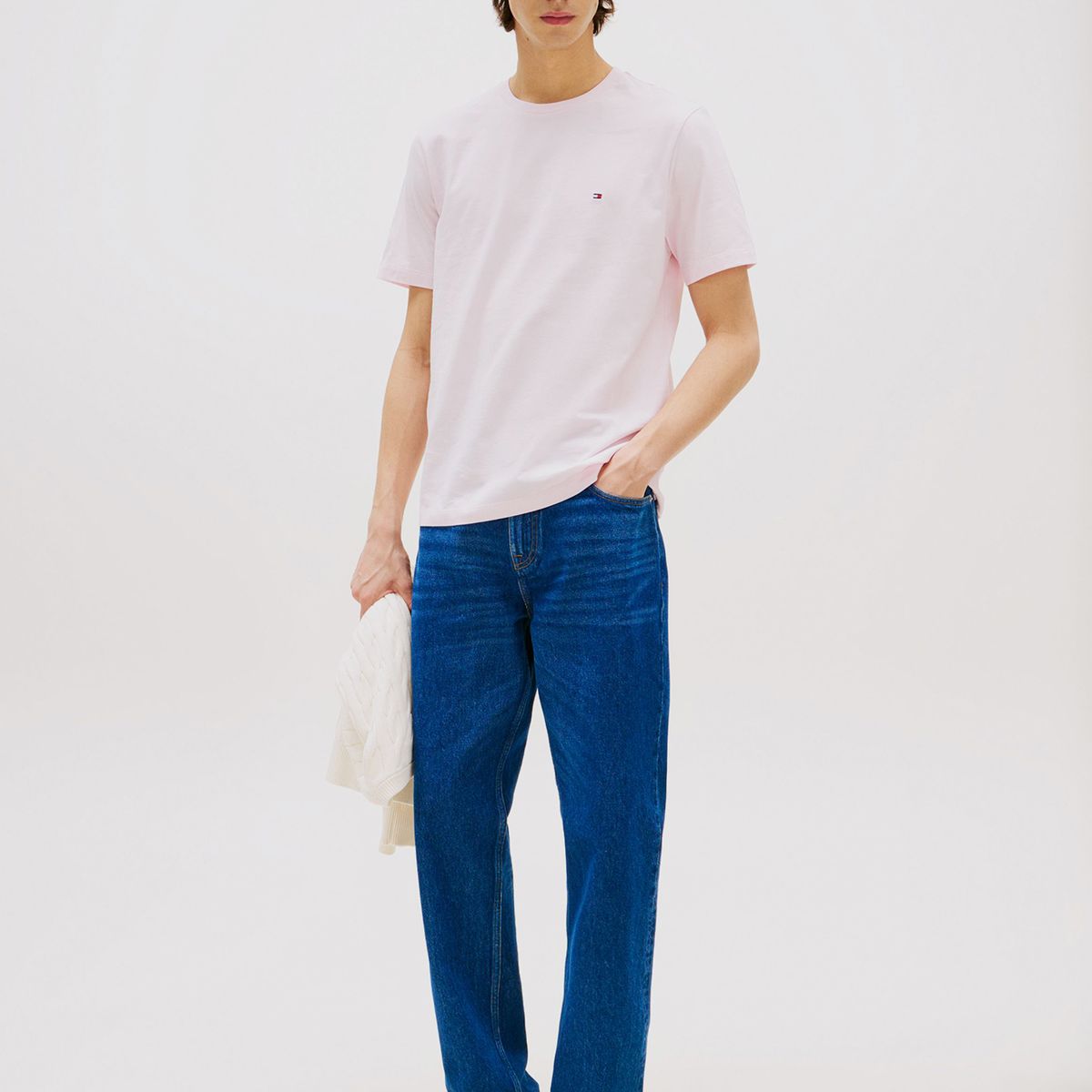 TOMMY HILFIGER - Polera Essential Cotton C-Neck Regular Fit Rosado Tommy Hilfiger
