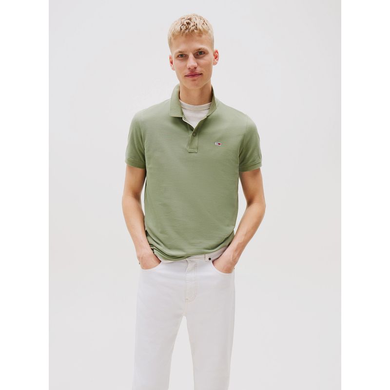 TOMMY HILFIGER - Polo Placket Logo Slim Fit Verde Tommy Jeans