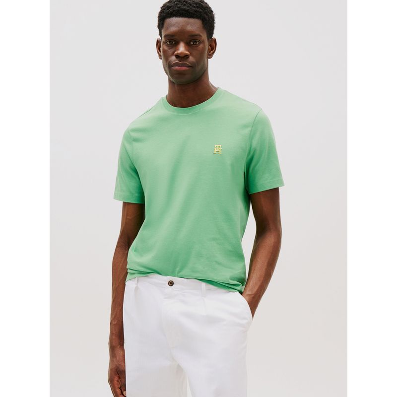 TOMMY HILFIGER Polera Monogram Logo Verde Tommy Hilfiger