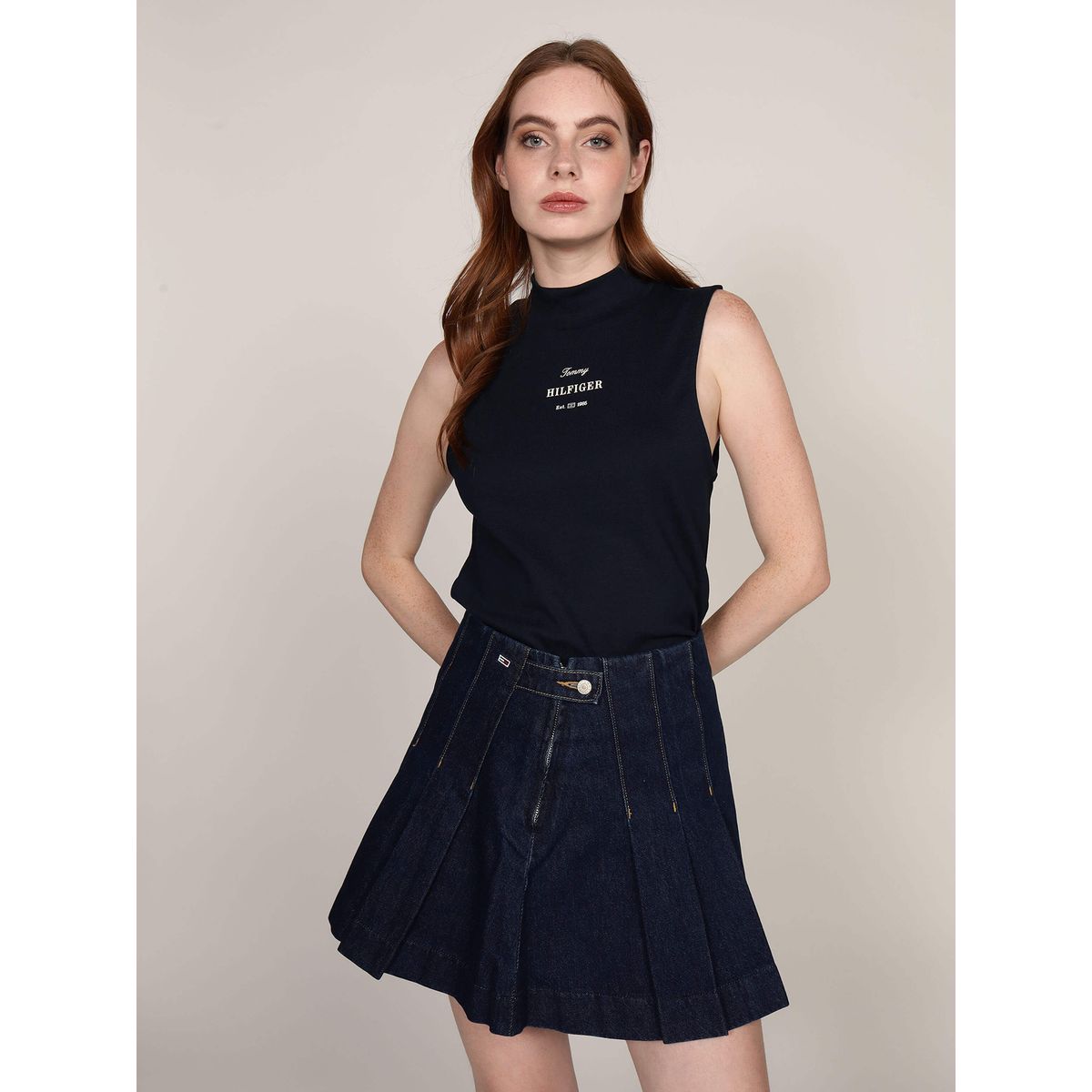 TOMMY HILFIGER - Polera Monotype Stripe Logo Azul Tommy Hilfiger