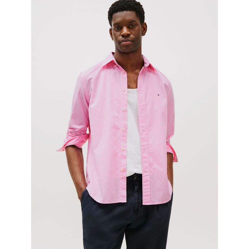 TOMMY HILFIGER - Camisa Flex Regular De Cuadros Rosado Tommy Hilfiger