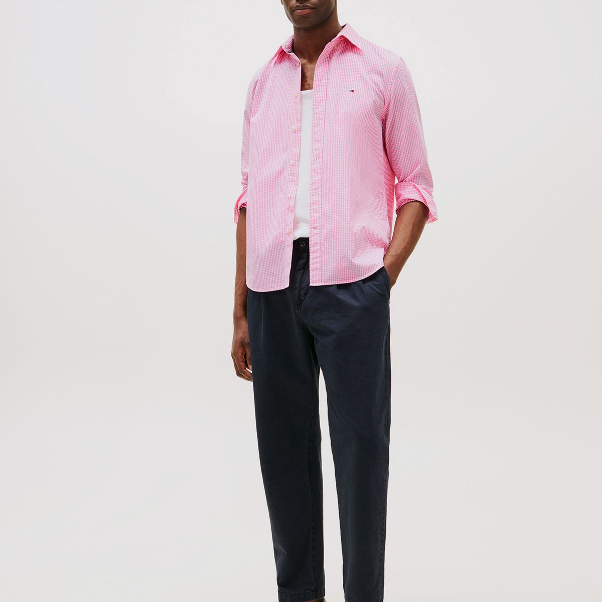 TOMMY HILFIGER - Camisa Flex Regular De Cuadros Rosado Tommy Hilfiger