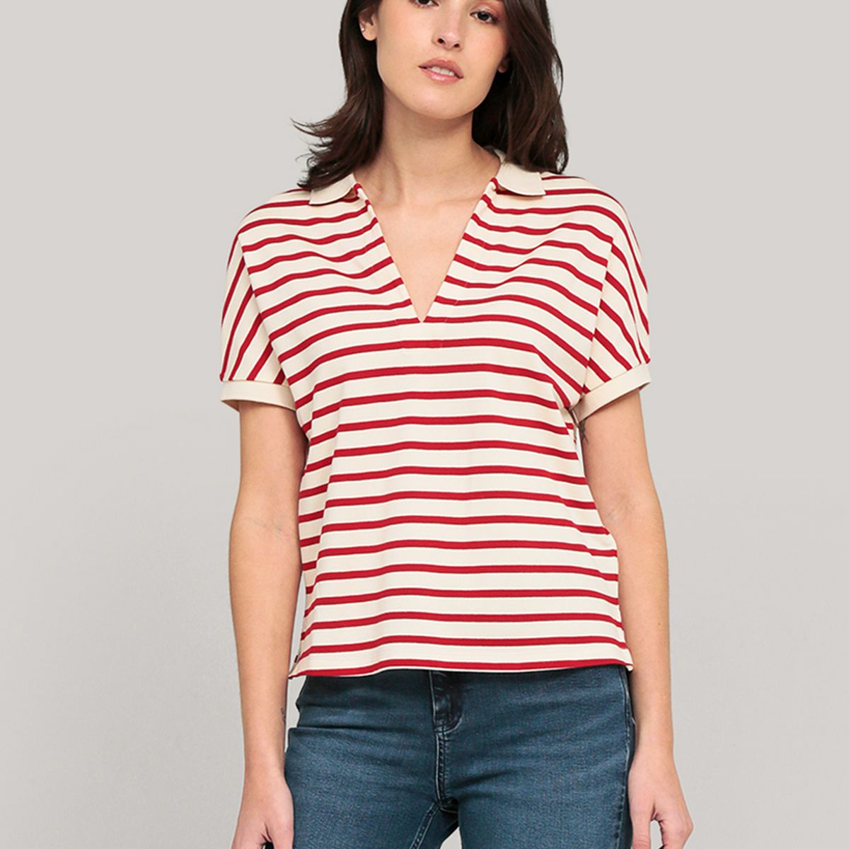 TOMMY HILFIGER - Polo Relaxed Solid Con Logo Rojo Tommy Hilfiger