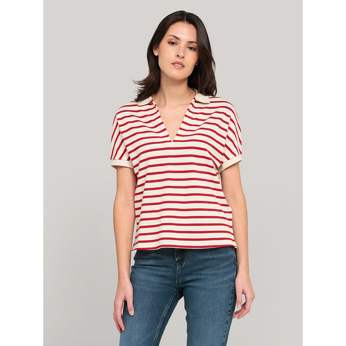 TOMMY HILFIGER - Polo Relaxed Solid Con Logo Rojo Tommy Hilfiger