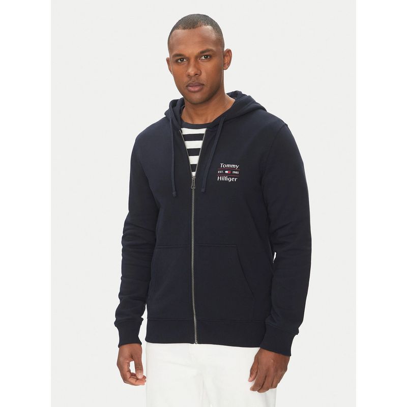 TOMMY HILFIGER - Polerón Hoodie Con Cierre Azul Tommy Hilfiger