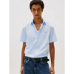TOMMY HILFIGER - Camisa Flex Poplin Solid Celeste