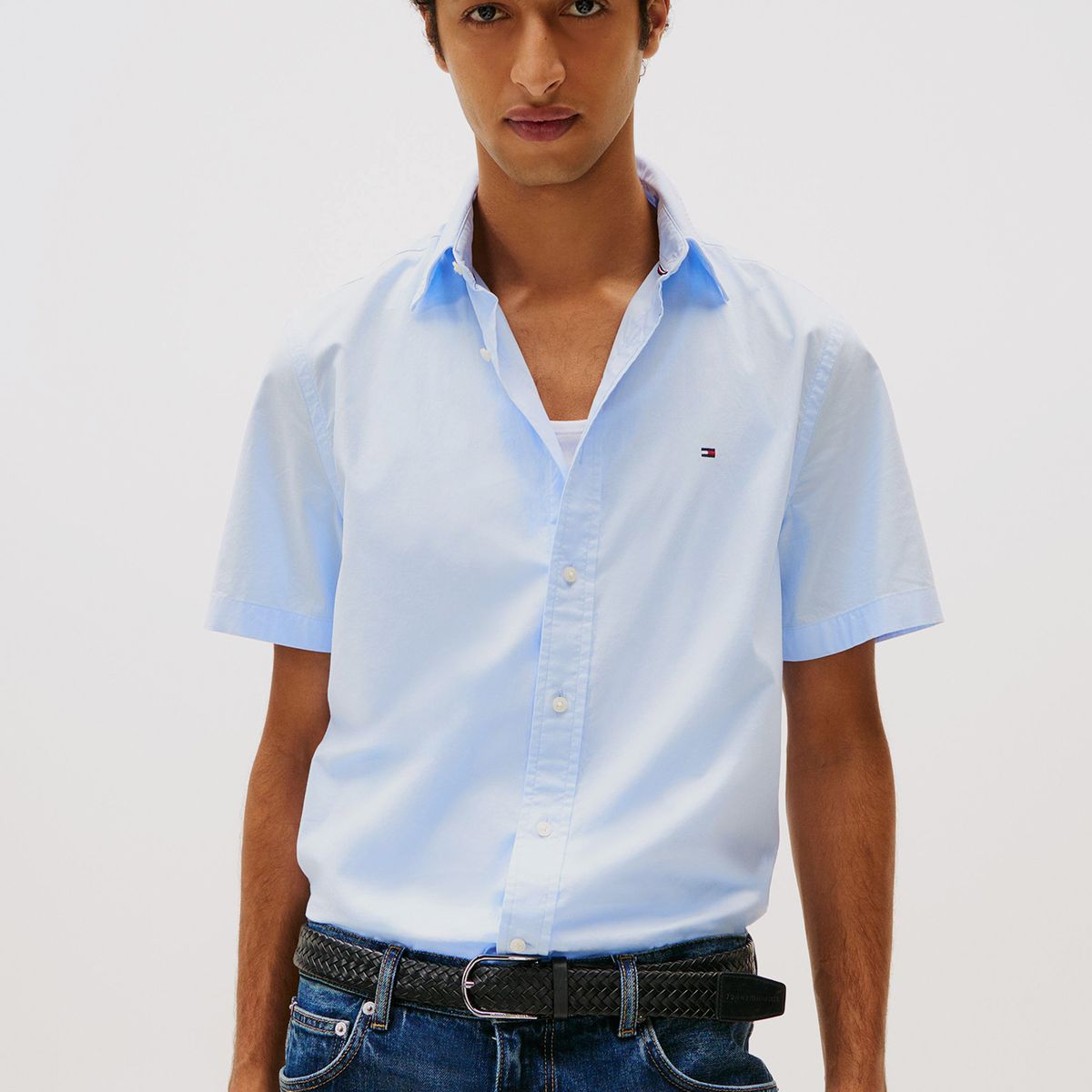 TOMMY HILFIGER - Camisa Flex Poplin Solid Celeste Tommy Hilfiger
