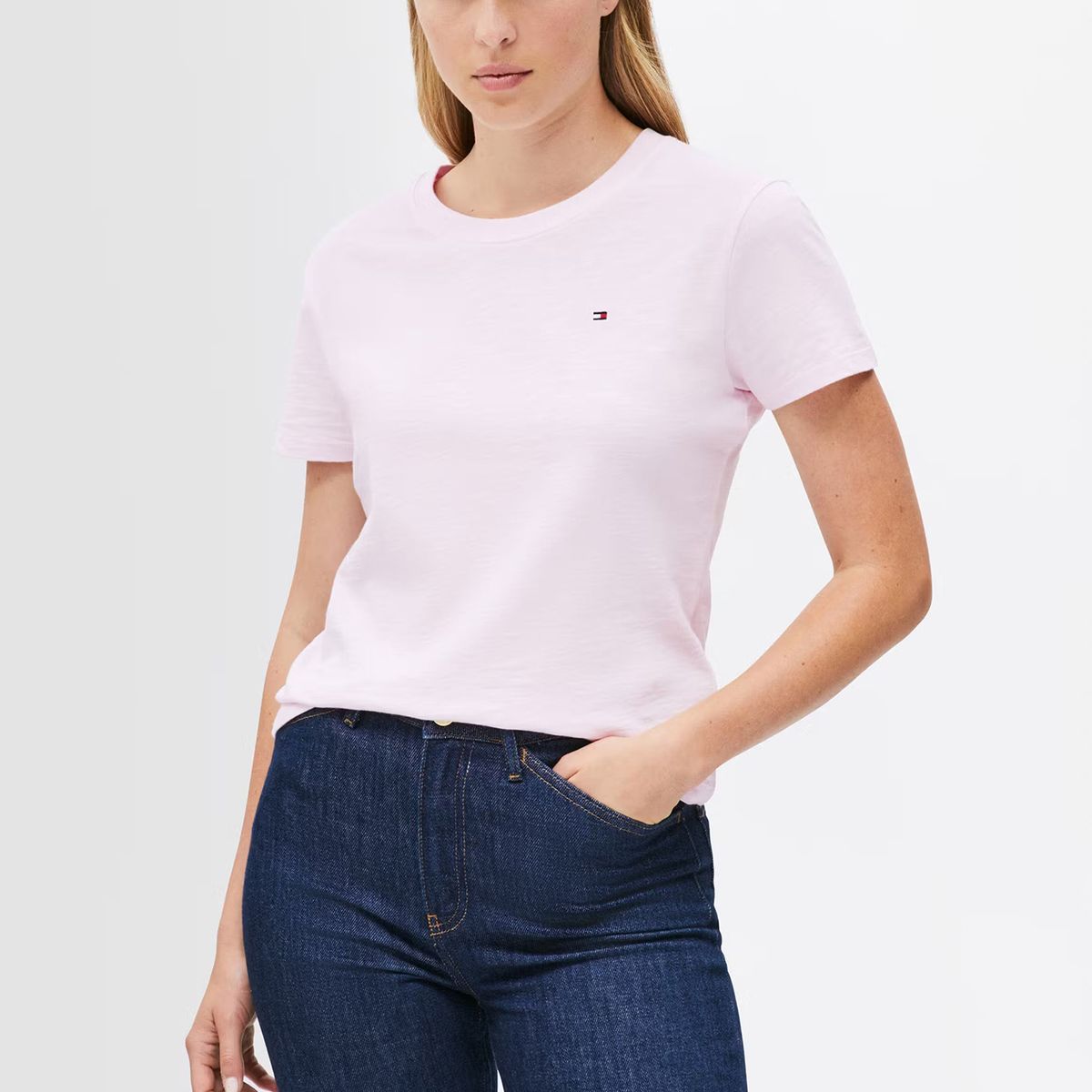 TOMMY HILFIGER - Polera De Corte Regular Con Logo Rosado Tommy Hilfiger