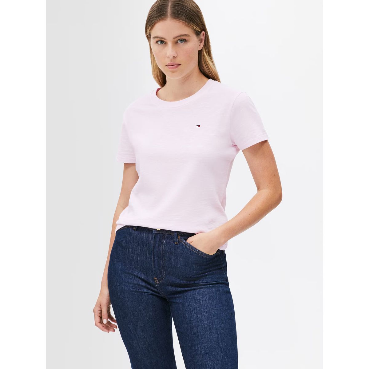 TOMMY HILFIGER - Polera De Corte Regular Con Logo Rosado Tommy Hilfiger