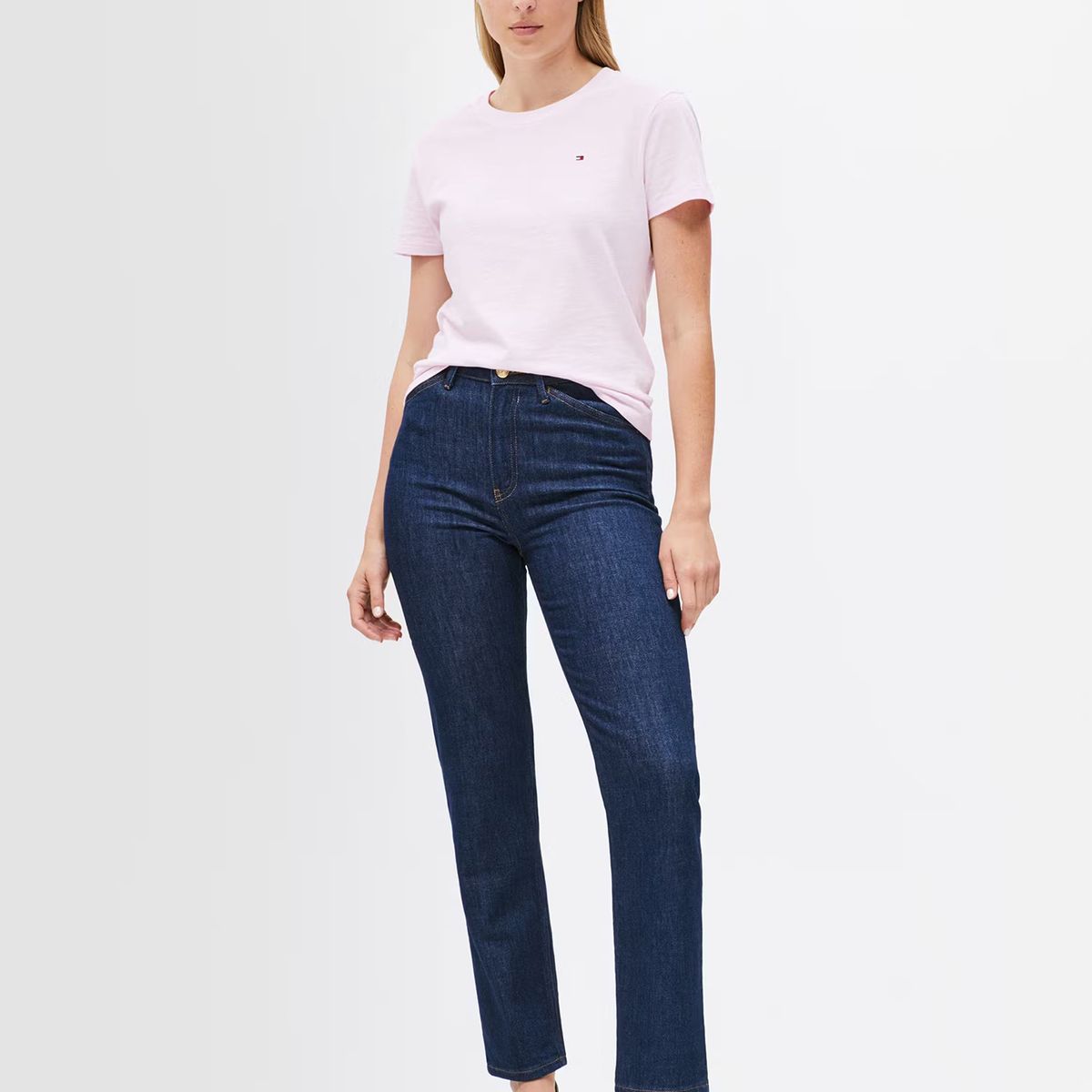 TOMMY HILFIGER - Polera De Corte Regular Con Logo Rosado Tommy Hilfiger