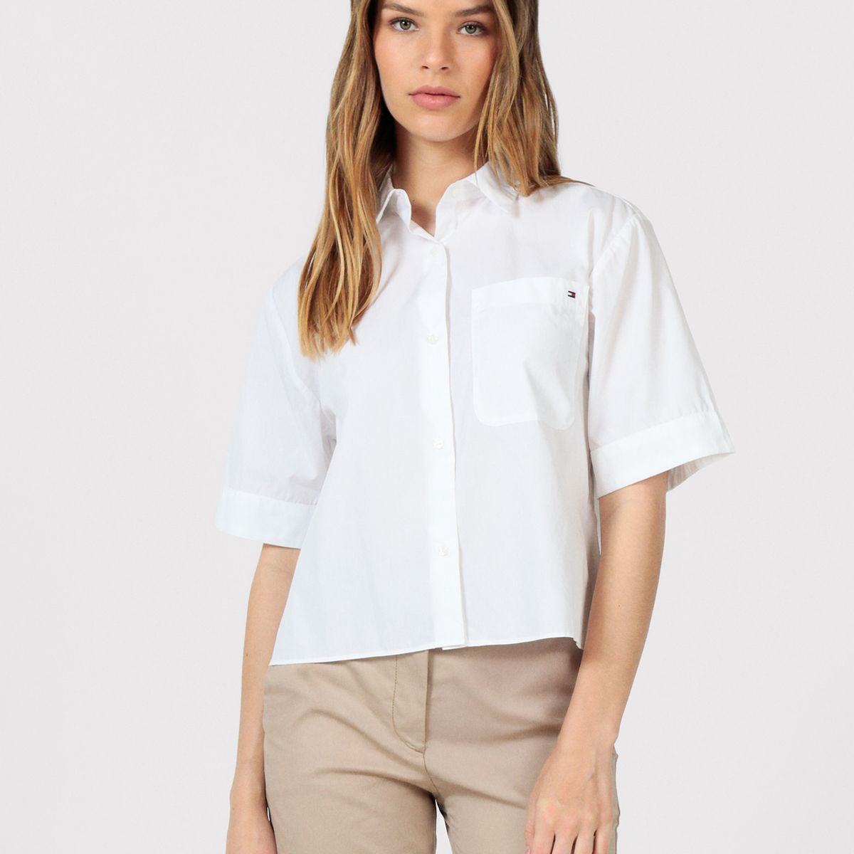 TOMMY HILFIGER - Camisa Poplin Con Bolsillo Blanco Tommy Hilfiger