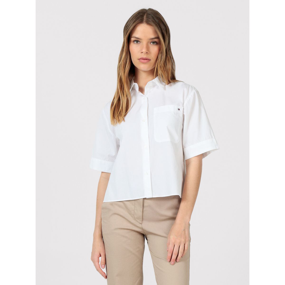 TOMMY HILFIGER - Camisa Poplin Con Bolsillo Blanco Tommy Hilfiger