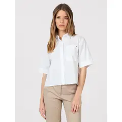 TOMMY HILFIGER - Camisa Poplin Con Bolsillo Blanco