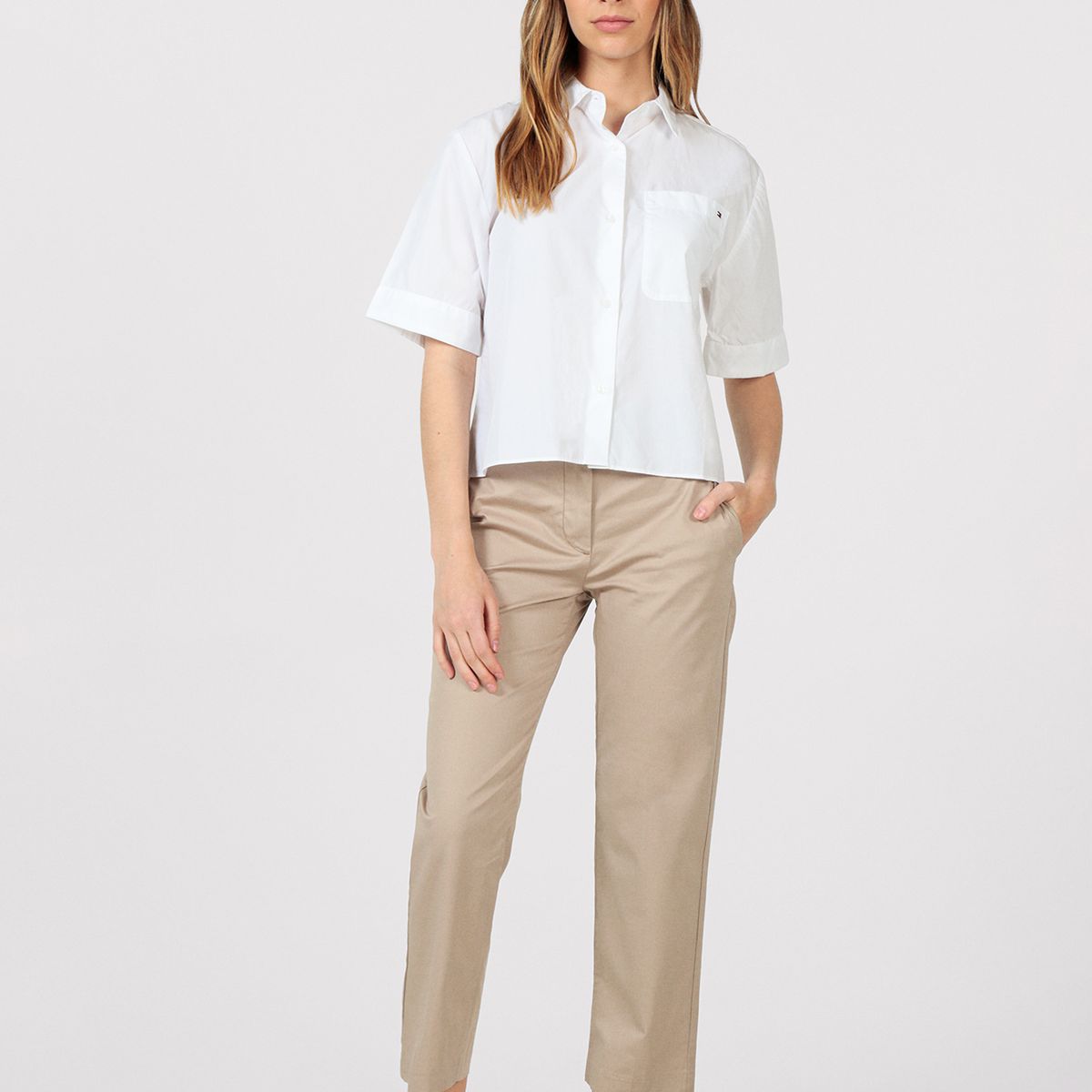 TOMMY HILFIGER - Camisa Poplin Con Bolsillo Blanco Tommy Hilfiger