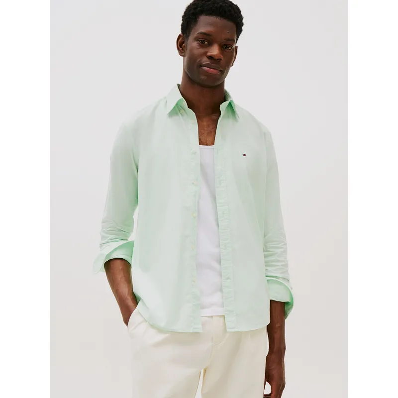 TOMMY HILFIGER - Camisa Th Flex Solid Regular Fit Verde Tommy Hilfiger