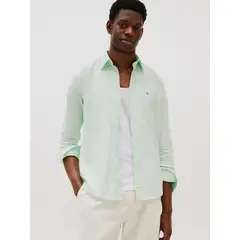 TOMMY HILFIGER - Camisa Th Flex Solid Regular Fit Verde