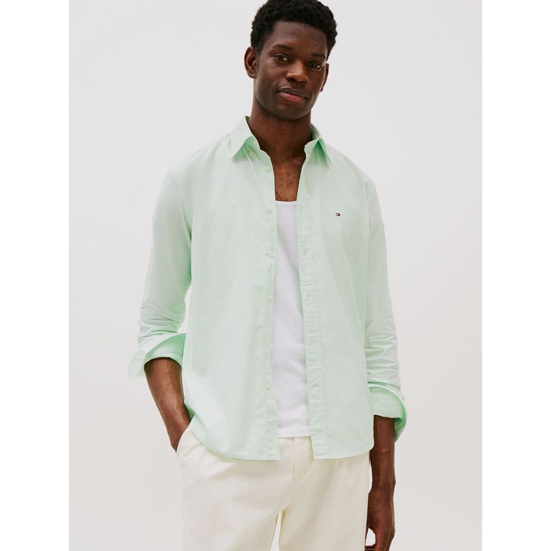 TOMMY HILFIGER - Camisa Th Flex Solid Regular Fit Verde Tommy Hilfiger