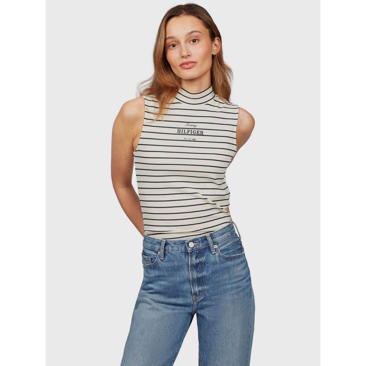 TOMMY HILFIGER - Polera Monotype Stripe Logo Multicolor Tommy Hilfiger