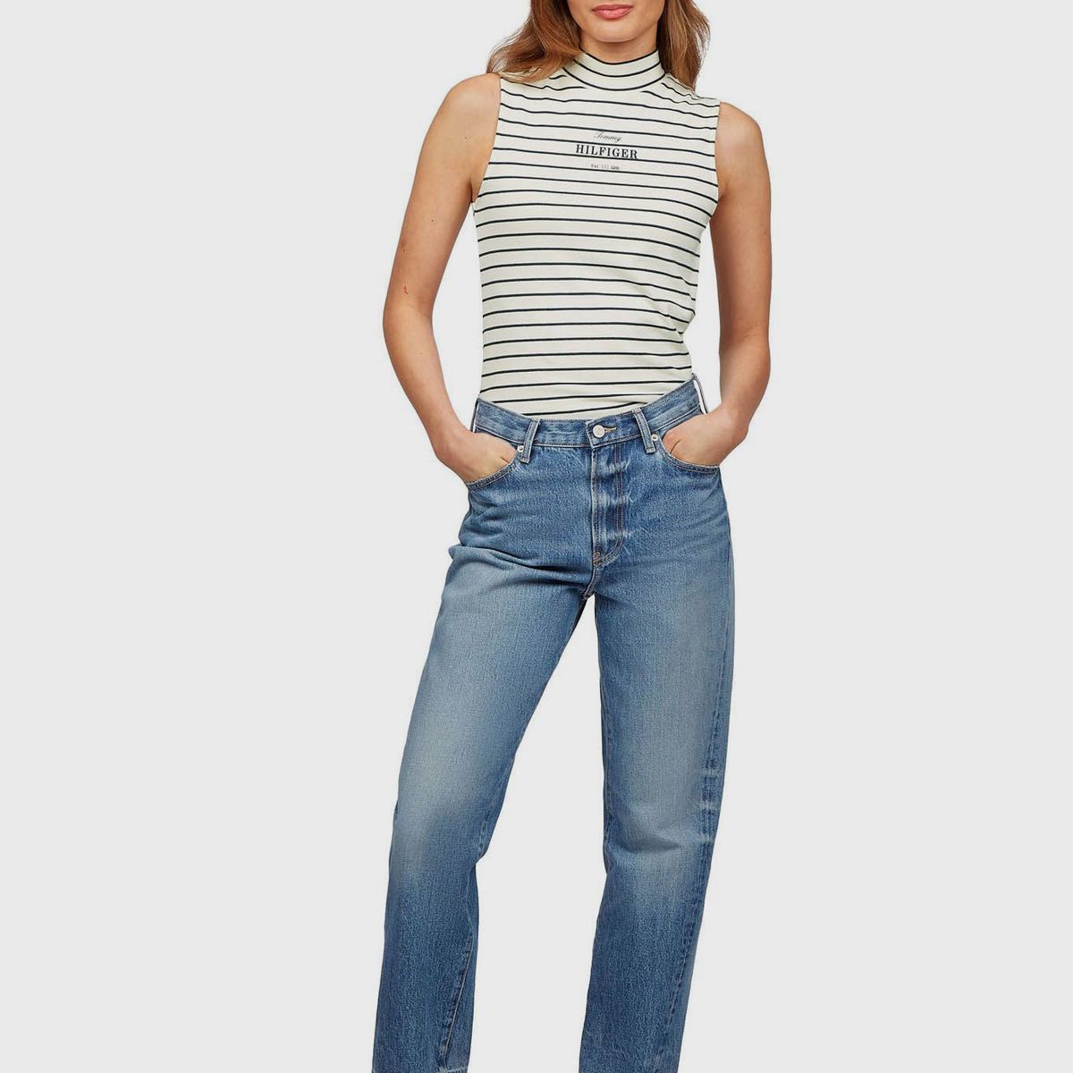 TOMMY HILFIGER - Polera Monotype Stripe Logo Multicolor Tommy Hilfiger