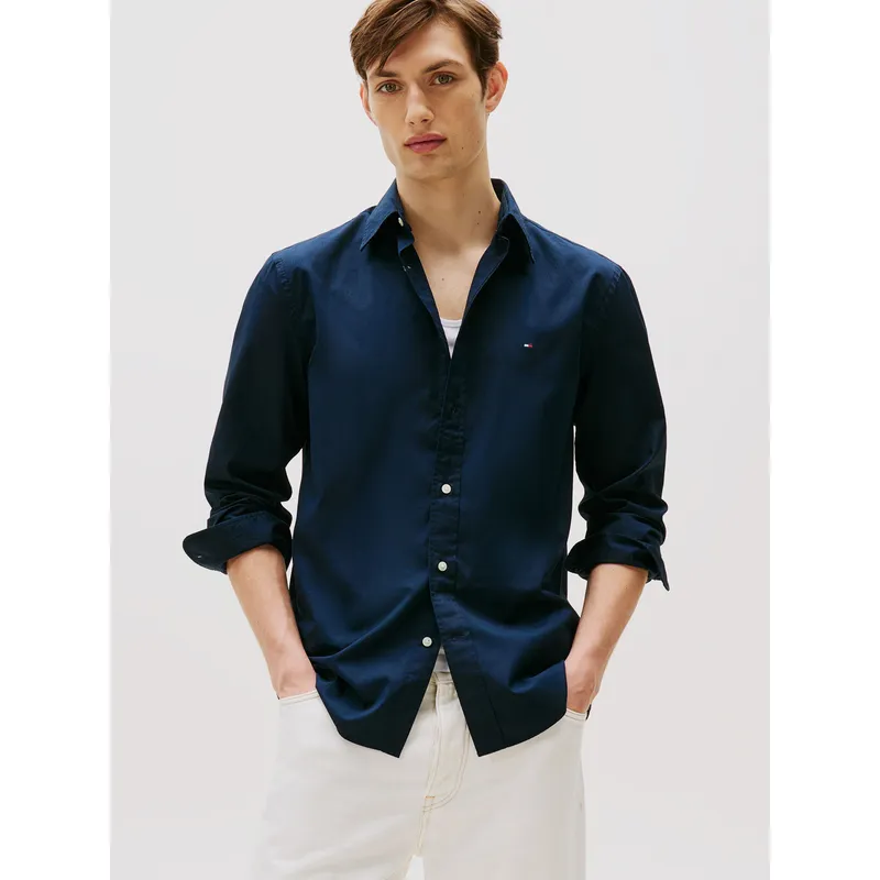 TOMMY HILFIGER - Camisa Flex Poplin Regular Fit Azul Tommy Hilfiger
