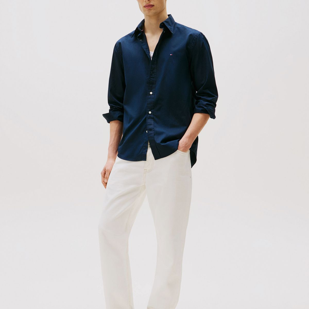 TOMMY HILFIGER - Camisa Flex Poplin Regular Fit Azul Tommy Hilfiger