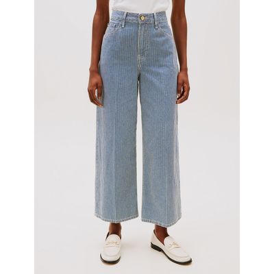 Imagen 2 del producto Jeans Wide Leg De Talle Alto Con Rayas Celeste