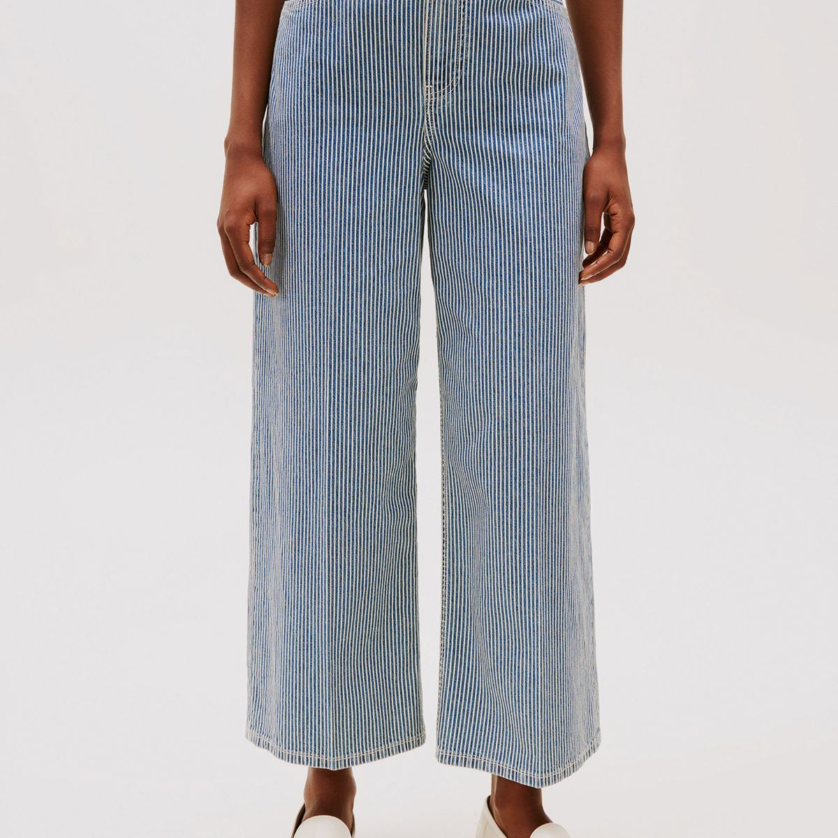 TOMMY HILFIGER - Jeans Wide Leg De Talle Alto Con Rayas Celeste Tommy Hilfiger