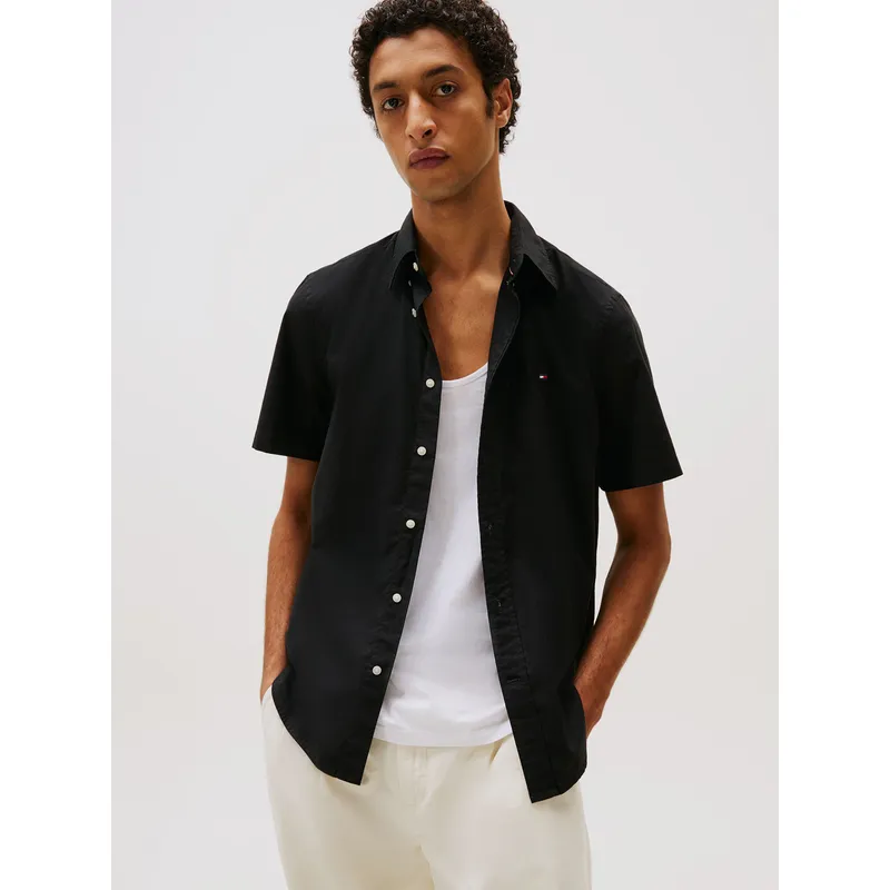 TOMMY HILFIGER - Camisa Flex Poplin Solid Negro Tommy Hilfiger