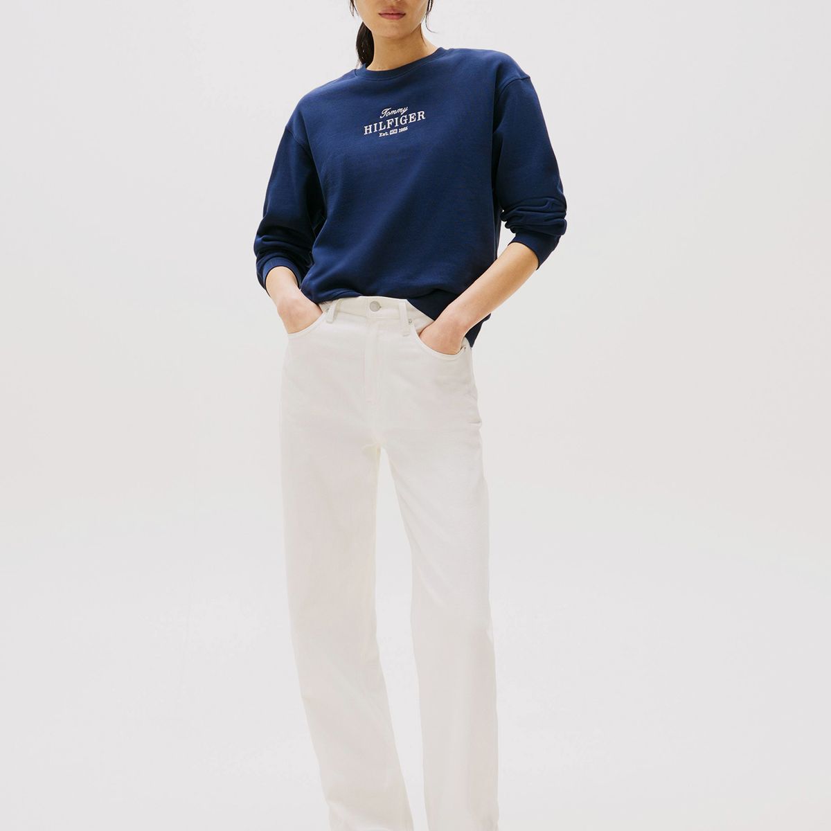 TOMMY HILFIGER - Polerón Con Logo Bordado Azul Tommy Hilfiger