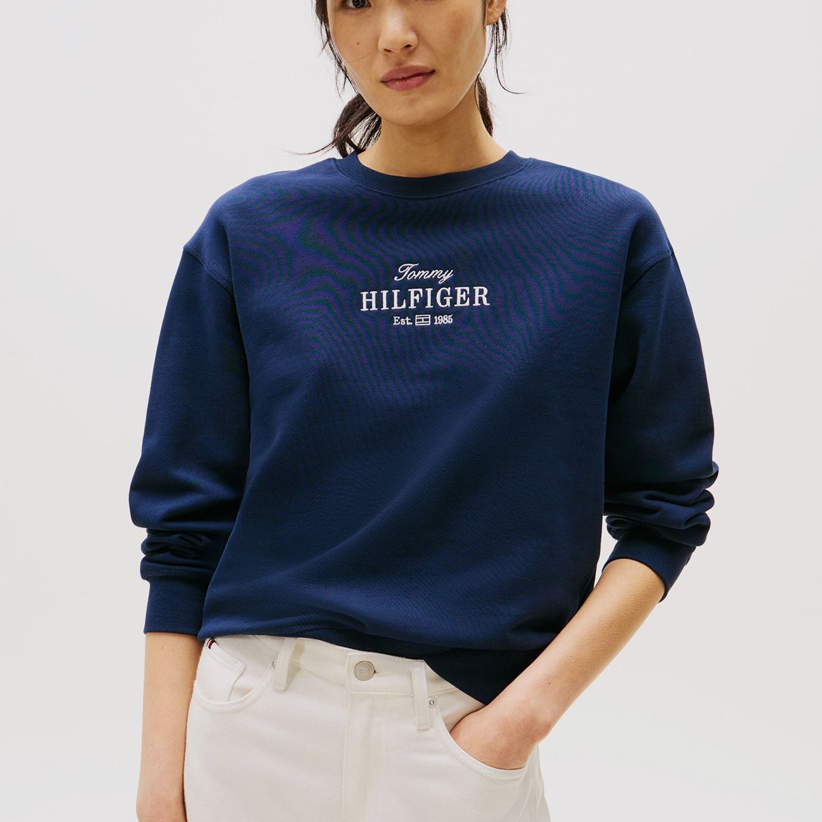 TOMMY HILFIGER - Polerón Con Logo Bordado Azul Tommy Hilfiger