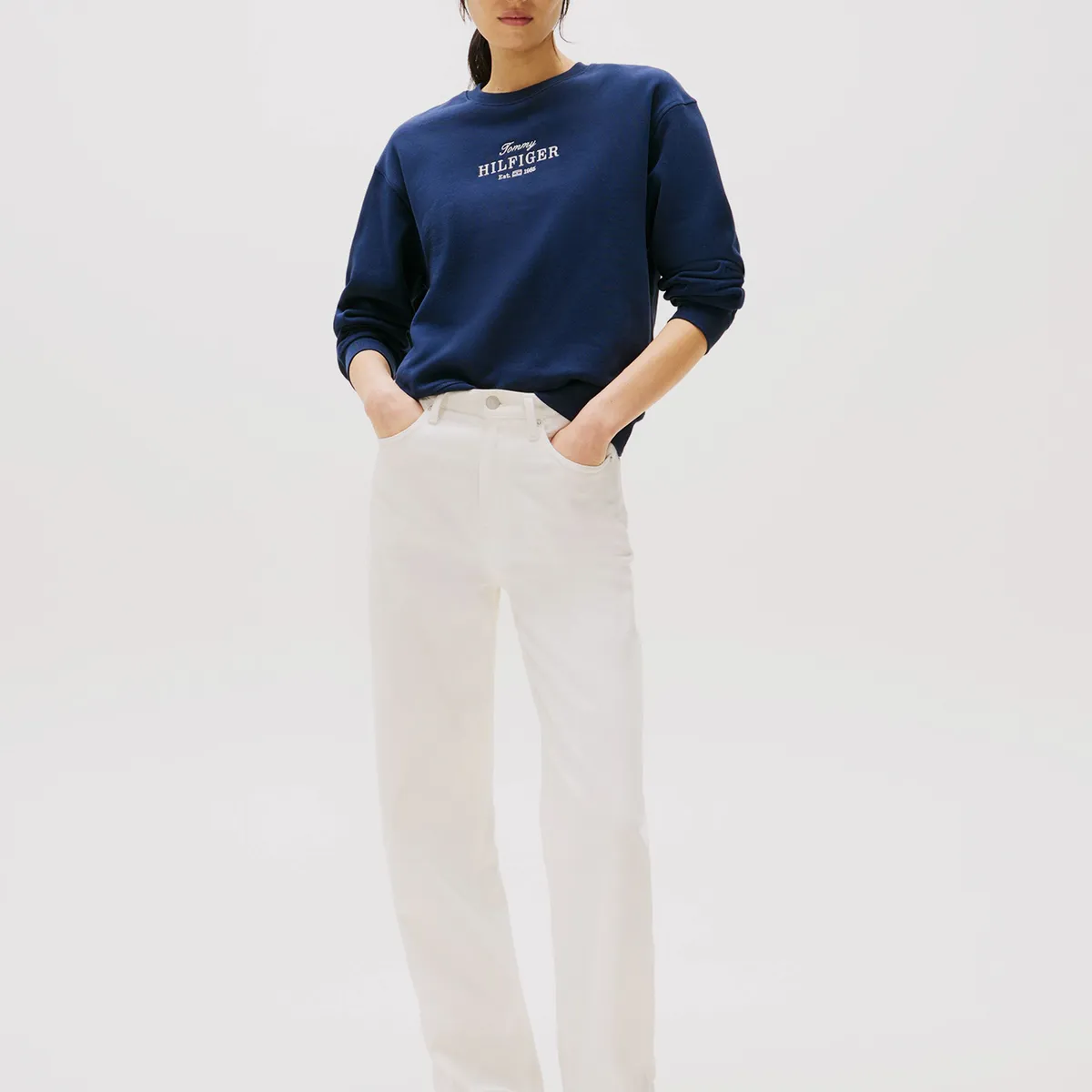 TOMMY HILFIGER - Polerón Con Logo Bordado Azul Tommy Hilfiger