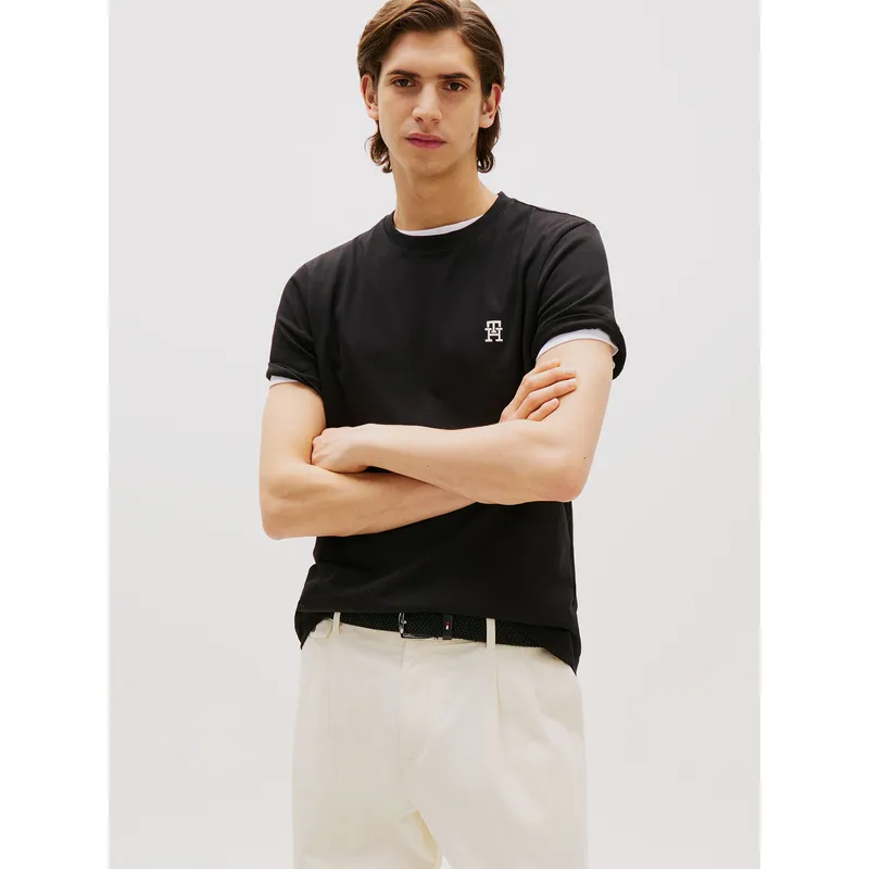 TOMMY HILFIGER - Polera Monogram Logo Negro Tommy Hilfiger