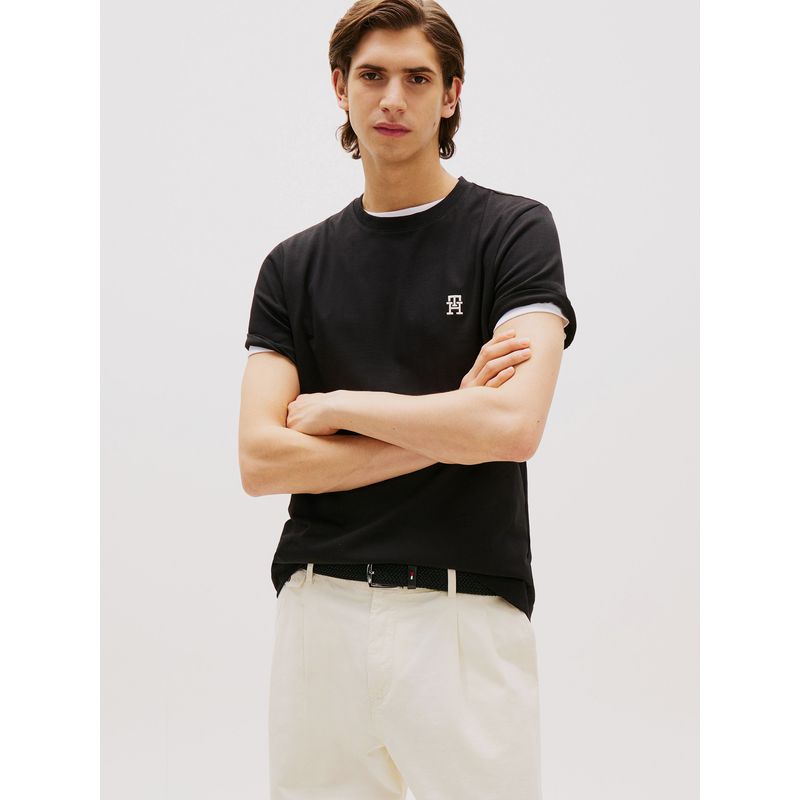 TOMMY HILFIGER - Polera Monogram Logo Negro Tommy Hilfiger