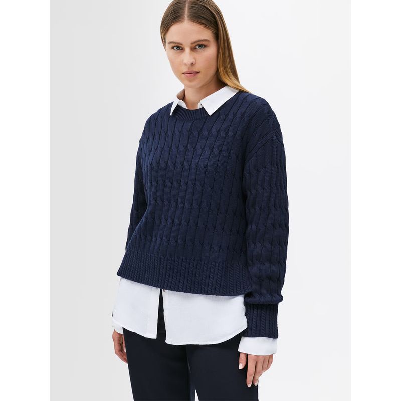 TOMMY HILFIGER - Sweater Soft Cable Solid Azul Tommy Hilfiger