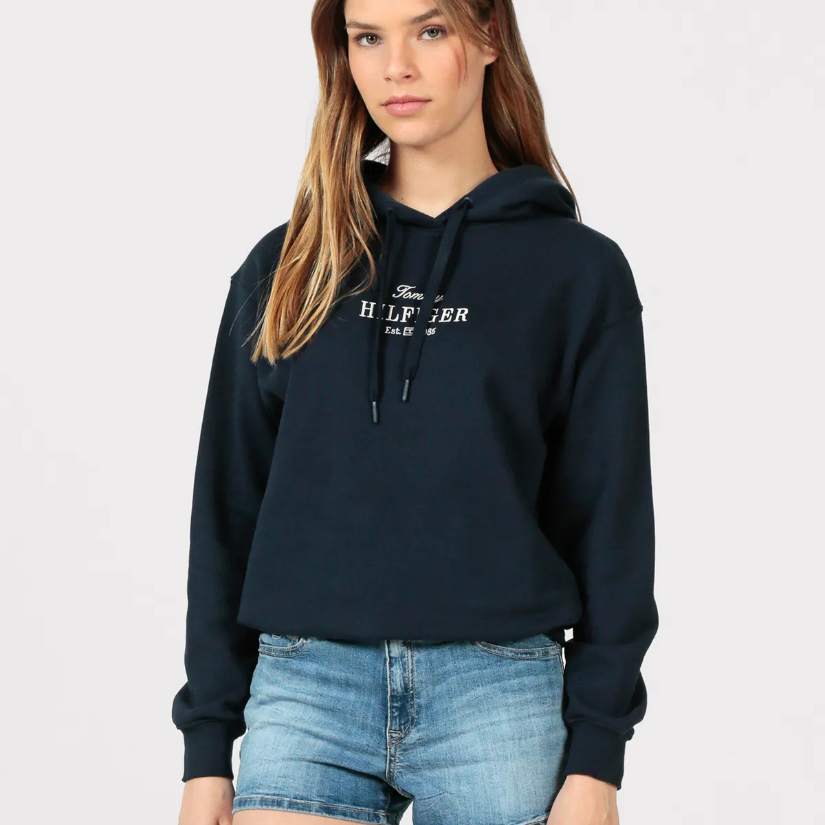 TOMMY HILFIGER - Polerón Hoodie Con Logo Bordado Azul Tommy Hilfiger