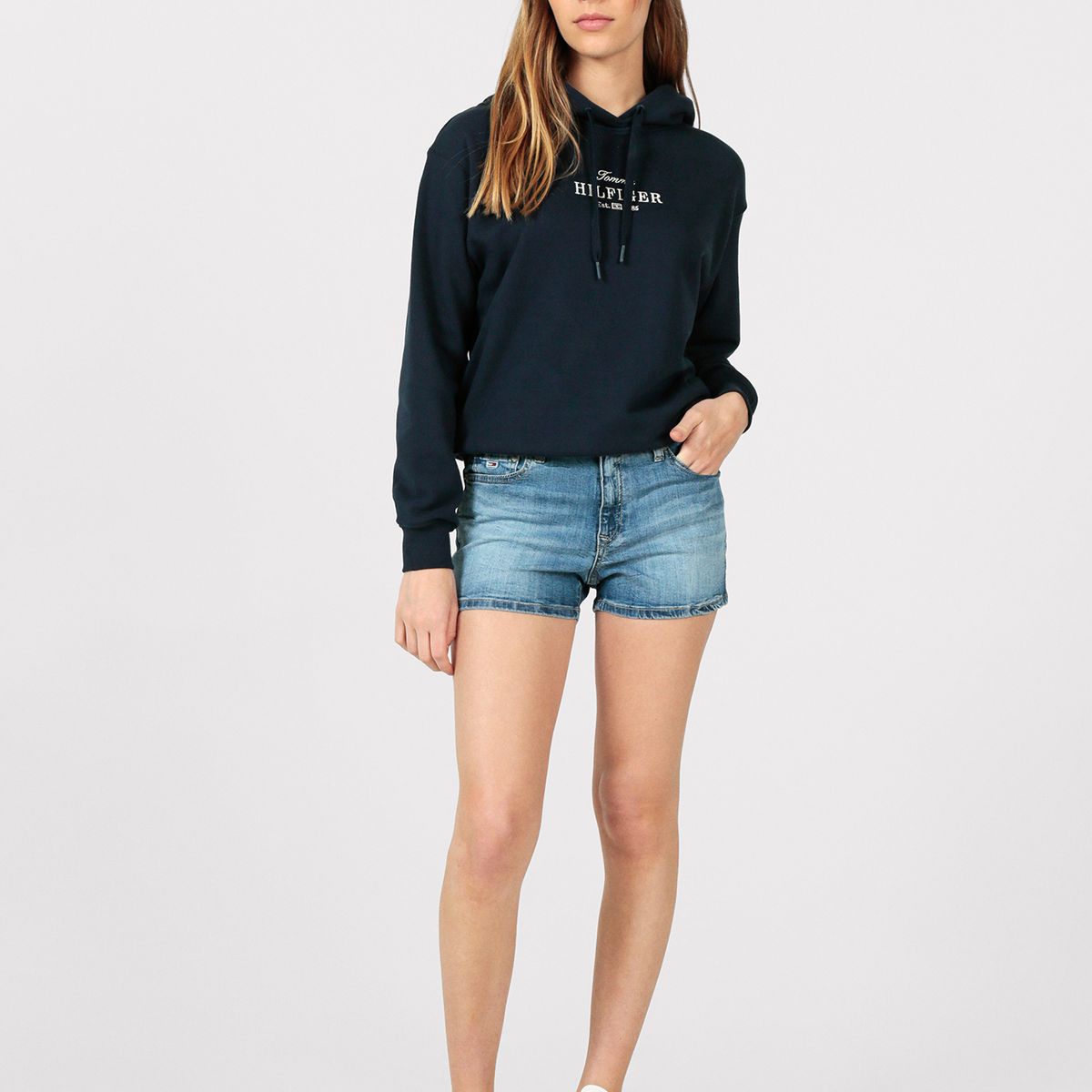 TOMMY HILFIGER - Polerón Hoodie Con Logo Bordado Azul Tommy Hilfiger