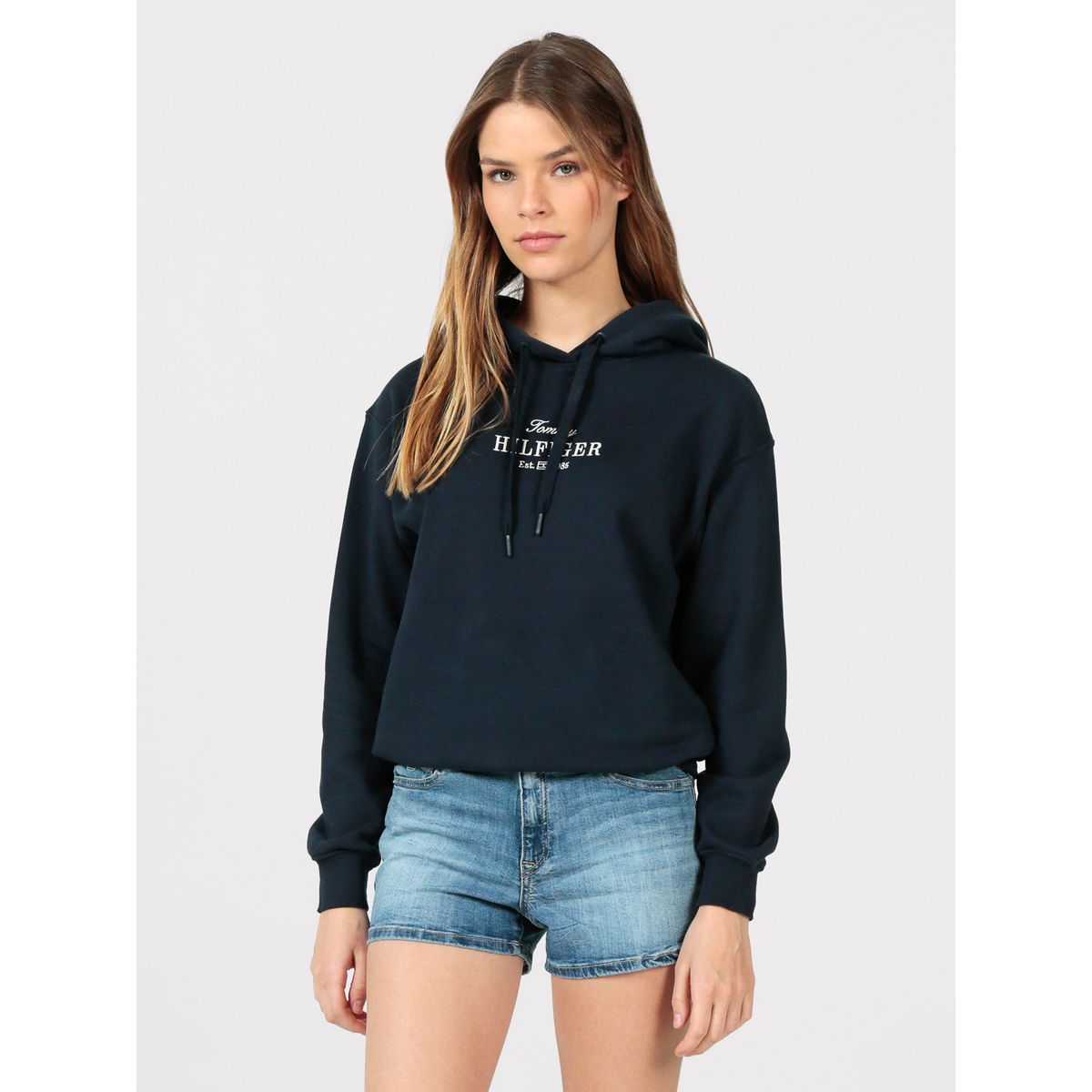 TOMMY HILFIGER - Polerón Hoodie Con Logo Bordado Azul Tommy Hilfiger