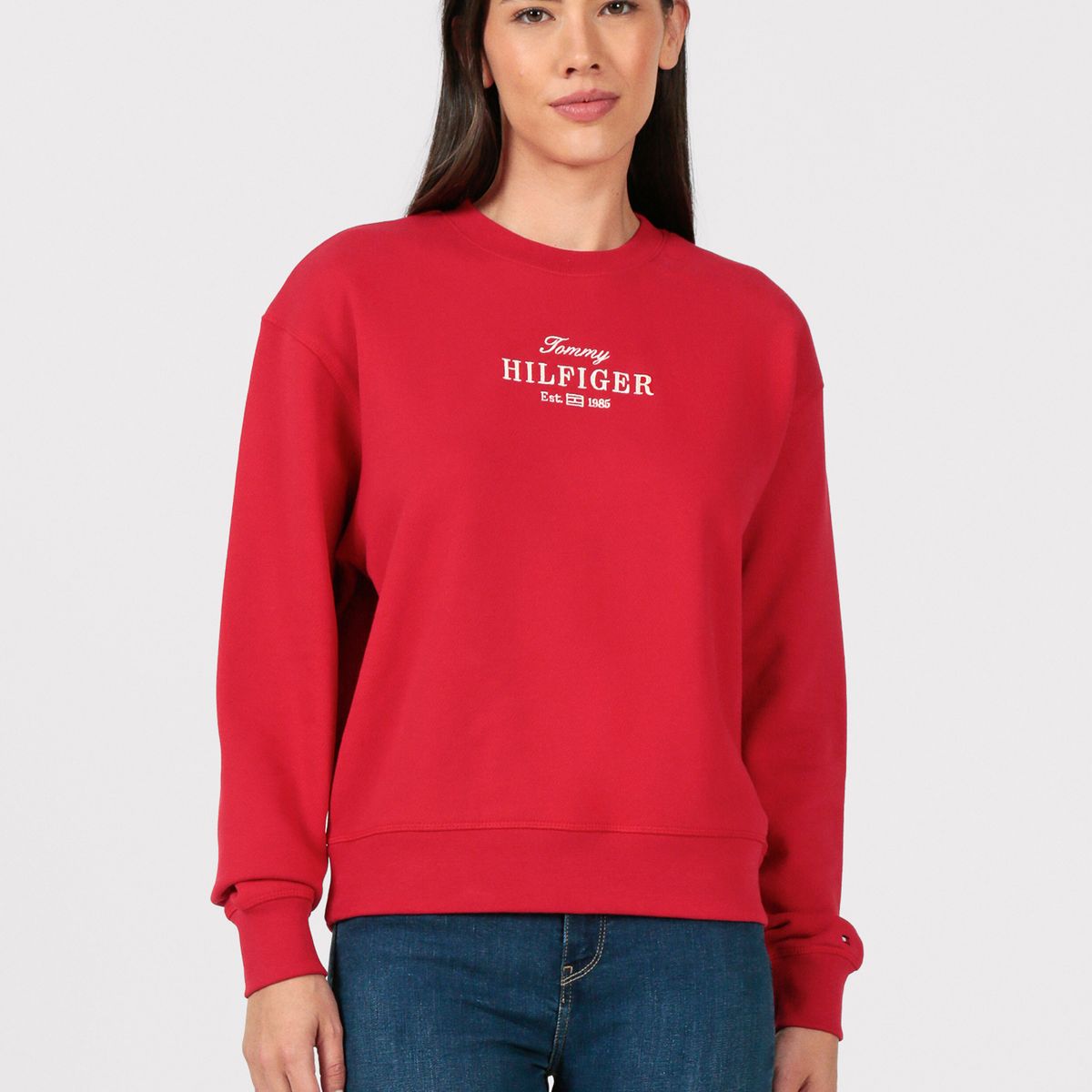 TOMMY HILFIGER - Polerón Con Logo Bordado Rojo Tommy Hilfiger