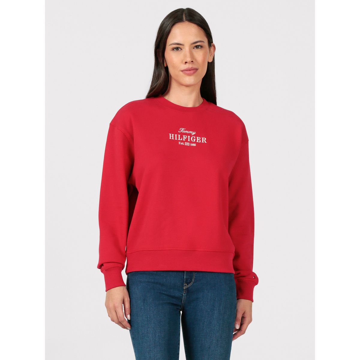 TOMMY HILFIGER - Polerón Con Logo Bordado Rojo Tommy Hilfiger