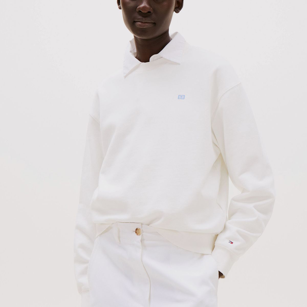 TOMMY HILFIGER - Polerón Contrast Flag Logo Blanco Tommy Hilfiger