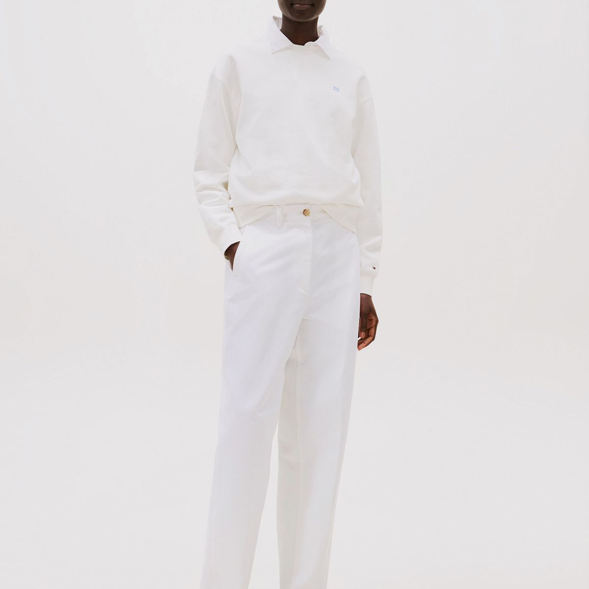 TOMMY HILFIGER - Polerón Contrast Flag Logo Blanco Tommy Hilfiger