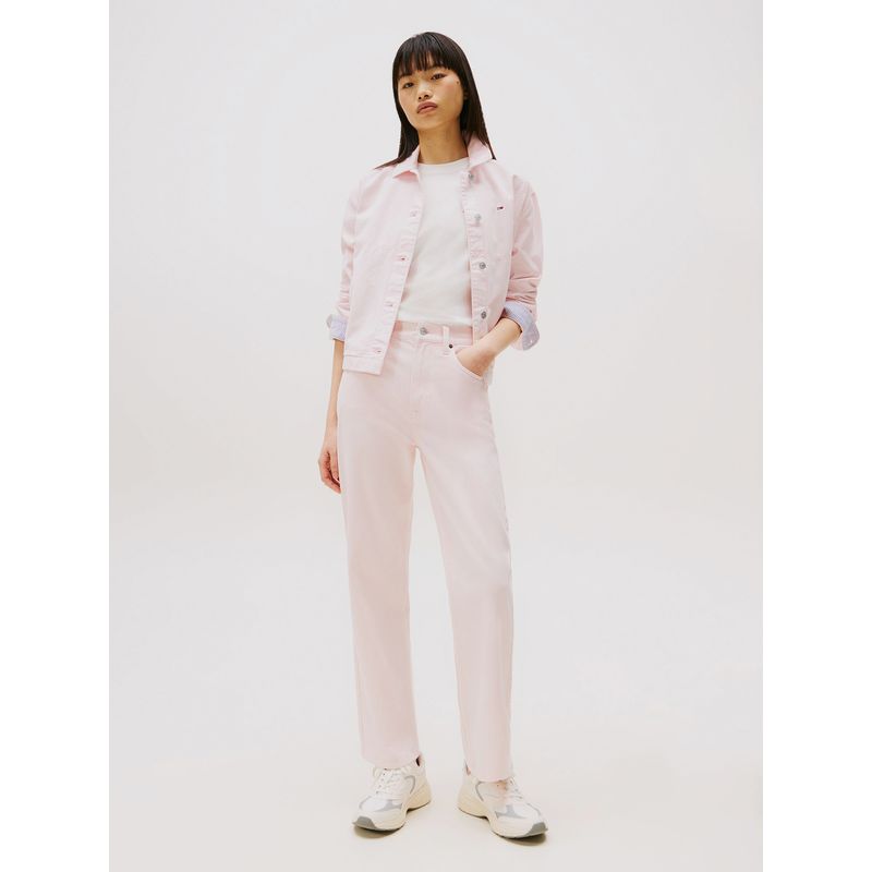 TOMMY HILFIGER - Jeans Straight De Cinco Bolsillos Rosado Tommy Jeans